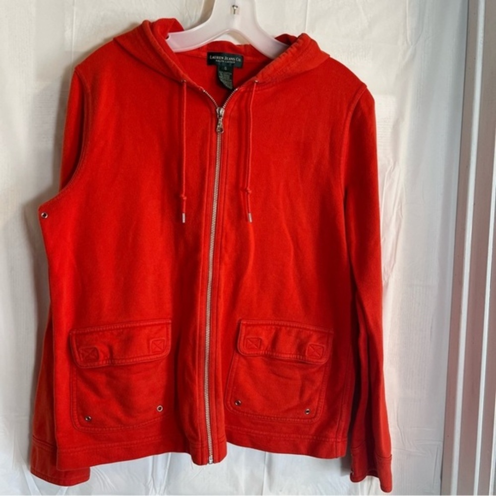 Ralph Lauren Jeans Co Orange Hoodie Women’s Size Small Full Zip Cotton Normcore
